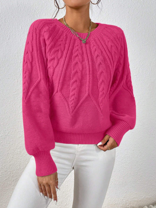 Damen Strickpullover mit Zopfmuster und weitem Schnitt Heidi-Mode