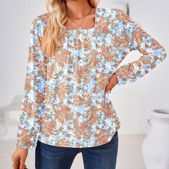 Damen Bluse mit floralen Mustern und quadratischem Ausschnitt Heidi-Mode