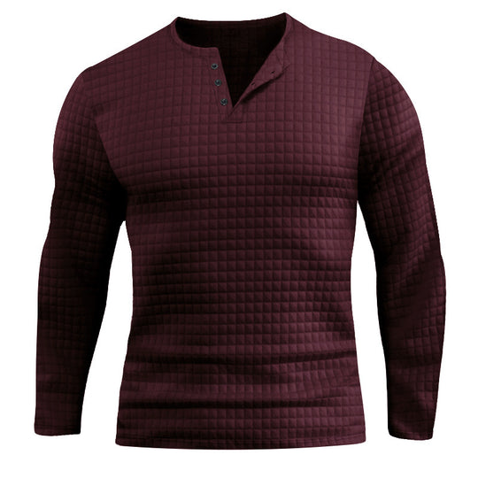 Herren Langarmshirt mit strukturiertem Design und modischem Knopfverschluss Heidi-Mode
