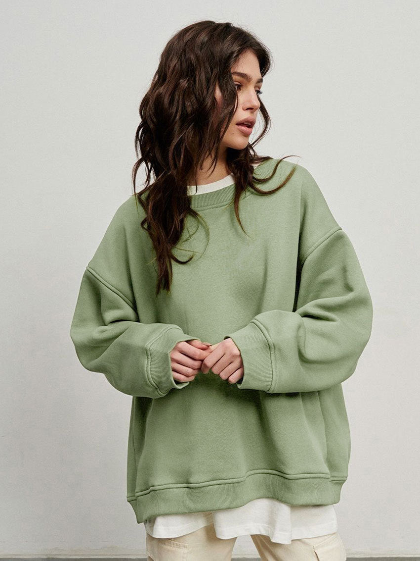Damen Oversized Sweatshirt im lässigen Stil mit übergroßen Ärmeln und elastischen Bündchen Heidi-Mode