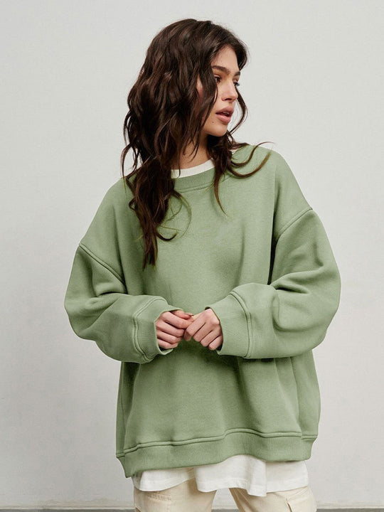 Damen Oversized Sweatshirt im lässigen Stil mit übergroßen Ärmeln und elastischen Bündchen Heidi-Mode