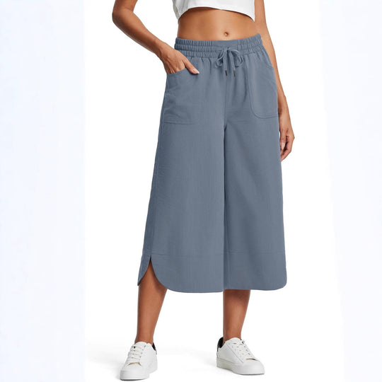 Damen lässige Culotte mit elastischem Bund und praktischen Seitentaschen Heidi-Mode