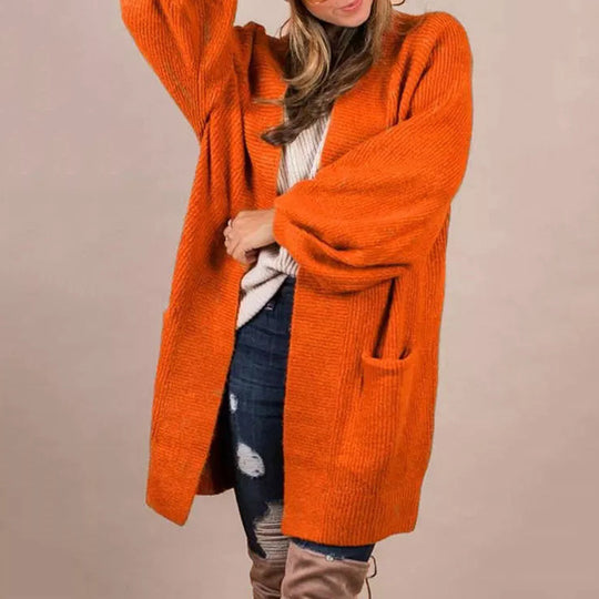 Damen gemütliche Strickjacke mit komfortablen Taschen Heidi-Mode