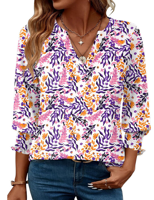 Damen modische Bluse mit verspieltem Paisleymuster und Rüschendetails Heidi-Mode