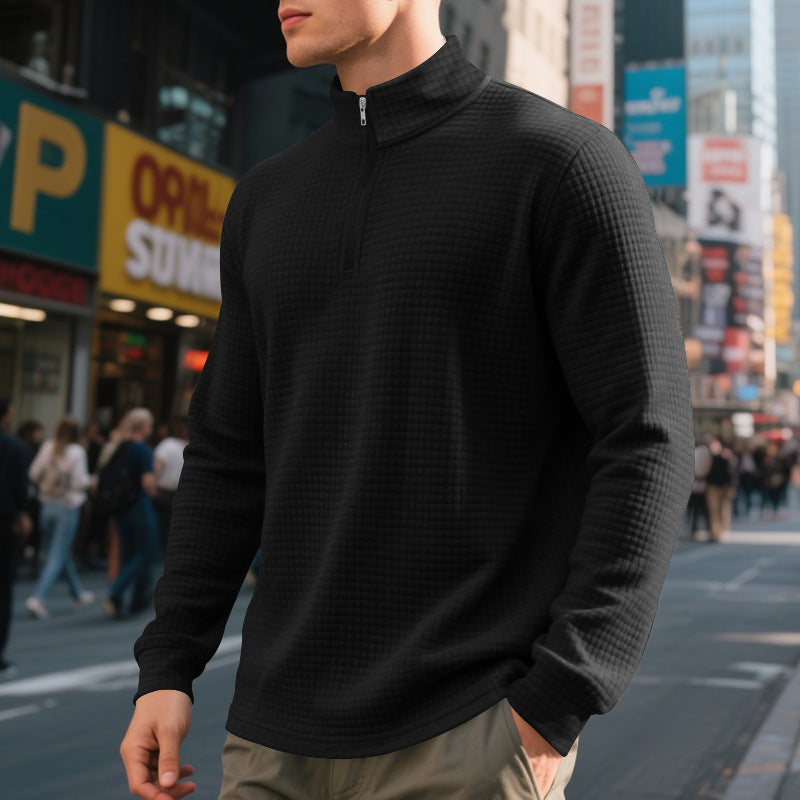 Herren bequemer Fleece-Hoodie mit hohem Kragen und praktischem Reißverschluss Heidi-Mode