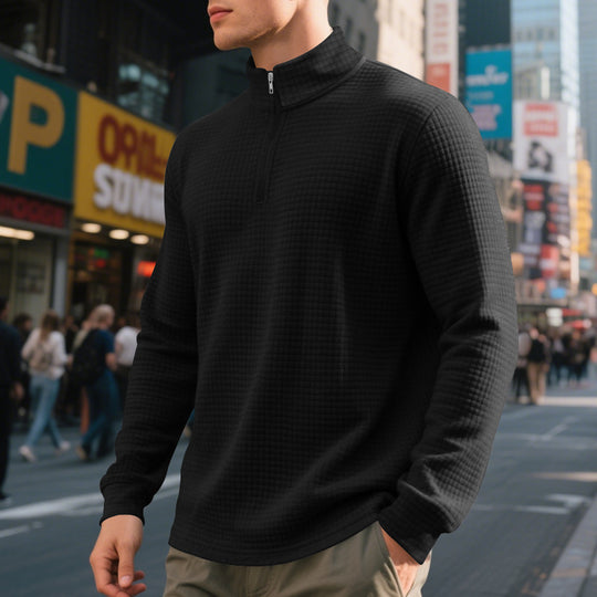 Herren bequemer Fleece-Hoodie mit hohem Kragen und praktischem Reißverschluss Heidi-Mode