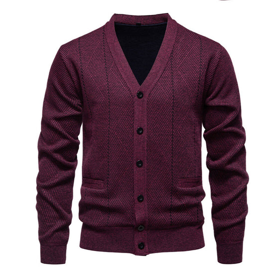 Herren modische Strickjacke mit einzigartigem Rautenmuster Heidi-Mode