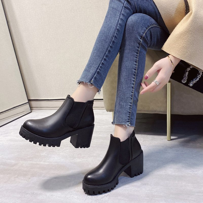 Damen Chunky Chelsea Boots mit robustem Profil und elastischen Einsätzen Heidi-Mode