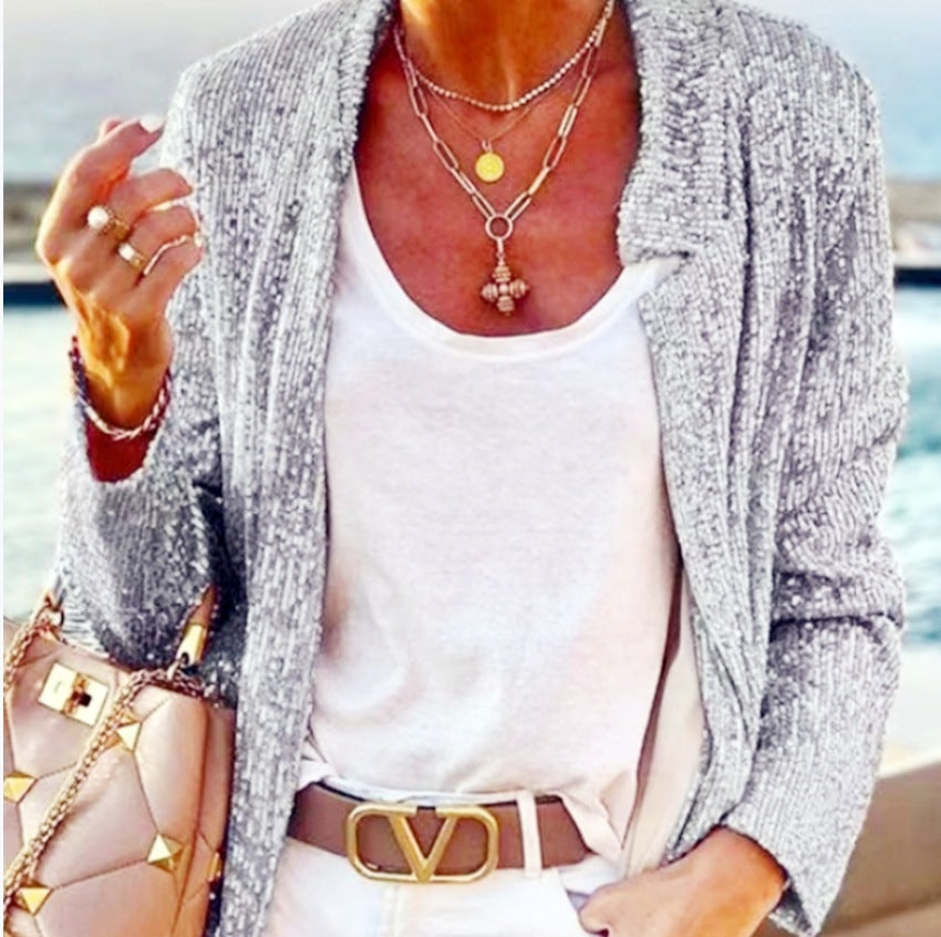 Damen Glitzernde Abendjacke mit elegantem Schnitt und luxuriösen Details Heidi-Mode