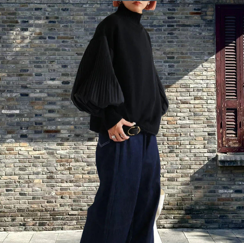 Damen Oversized Pullover mit strukturierten Puffärmeln Heidi-Mode