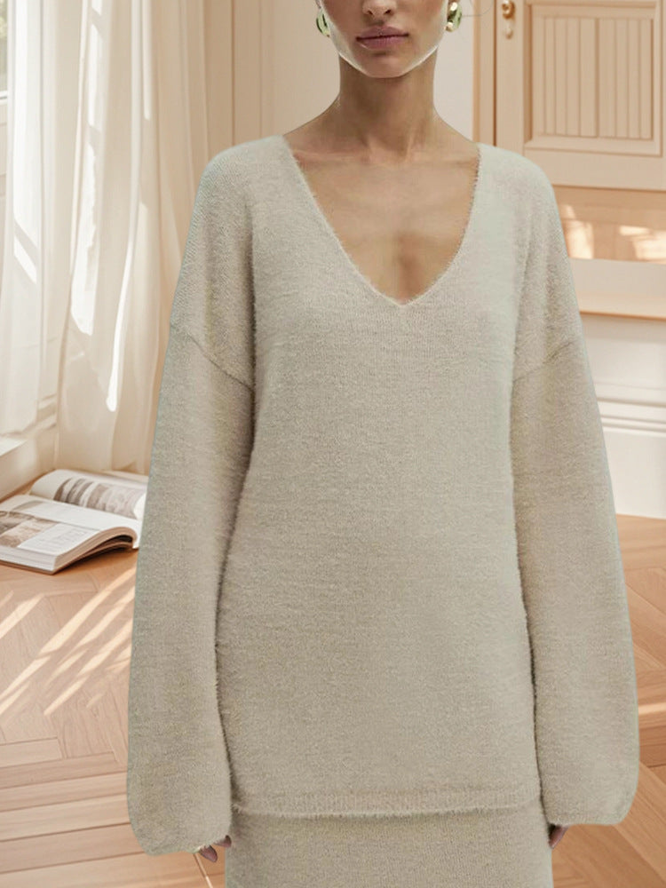 Damen Oversized Strickpullover mit hohem Bund und seitlicher Naht Heidi-Mode