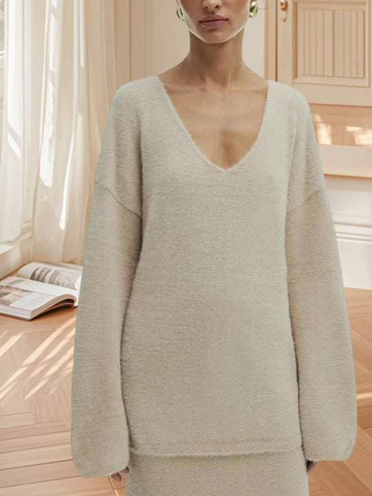 Damen Oversized Strickpullover mit hohem Bund und seitlicher Naht Heidi-Mode