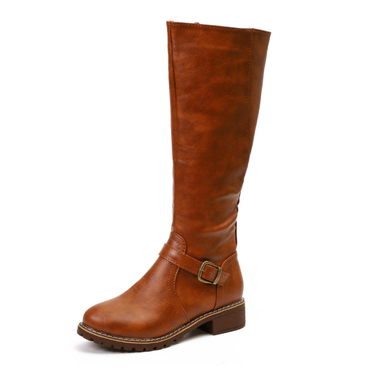 Damen Modische Stiefel mit eleganter Schnalle und robustem Profil Heidi-Mode