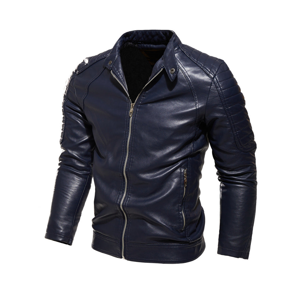 Herren Kunstlederjacke mit strukturierten Einsätzen Heidi-Mode