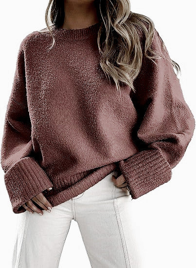 Damen Flauschiger Oversized Pullover mit breiten Bündchen Heidi-Mode