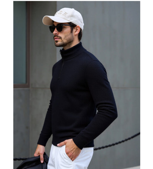 Herren Rollkragenpullover mit modernem Strukturdesign Heidi-Mode