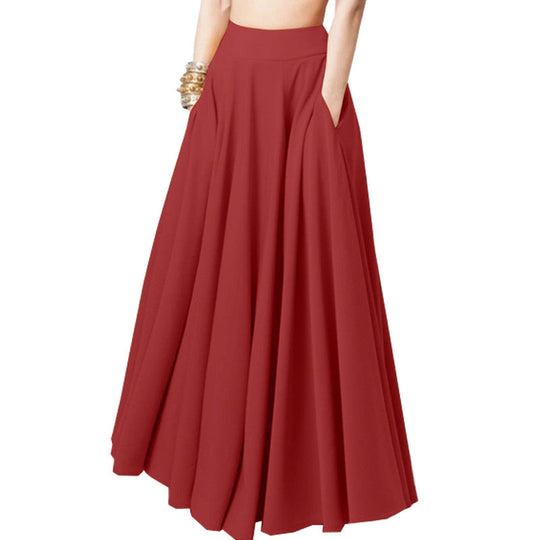 Damen Luftiger Maxi-Rock mit hohem Taillenbund Heidi-Mode