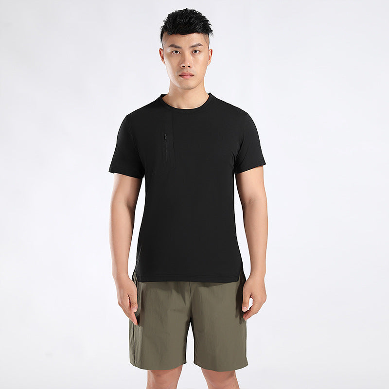 Herren Sport T-Shirt mit atmungsaktiven Eigenschaften und praktischem Reißverschluss Heidi-Mode