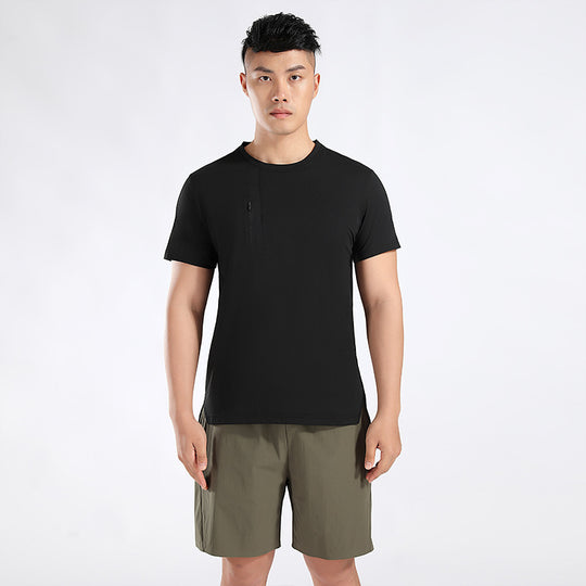 Herren Sport T-Shirt mit atmungsaktiven Eigenschaften und praktischem Reißverschluss Heidi-Mode