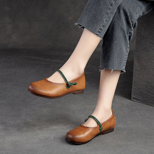Damen Ballerinas aus hochwertigem Leder mit eleganter Schnalle Heidi-Mode