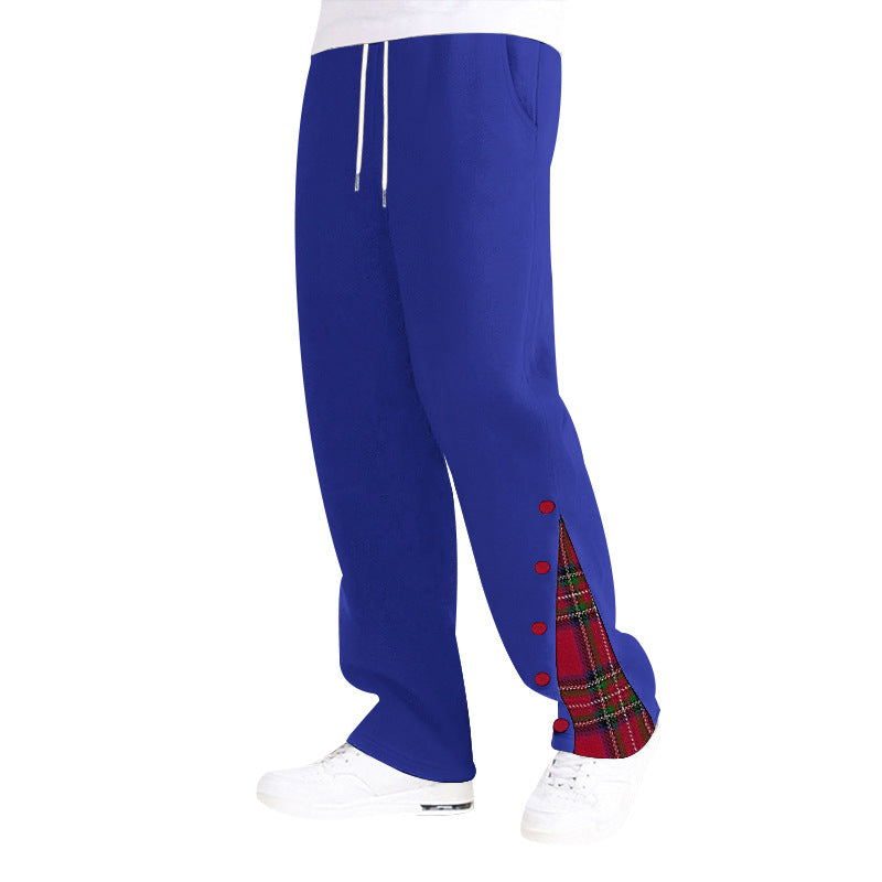 Herren bequeme Freizeithose mit seitlichen Knopfdetails und Karomuster Heidi-Mode