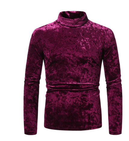 Herren eleganter Rollkragenpullover aus luxuriösem Samtstoff Heidi-Mode