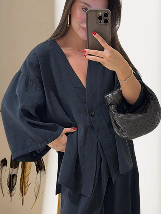 Damen Elegante Kimono-Jacke mit weiten Ärmeln und lockerer Passform Heidi-Mode
