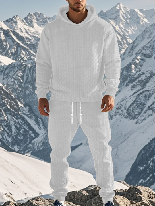 Herren kuscheliges Freizeit-Set mit Kapuze und elastischem Bund Heidi-Mode