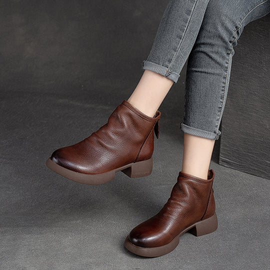 Damen Stiefeletten mit elegantem Zipper-Design und weichem Leder Heidi-Mode