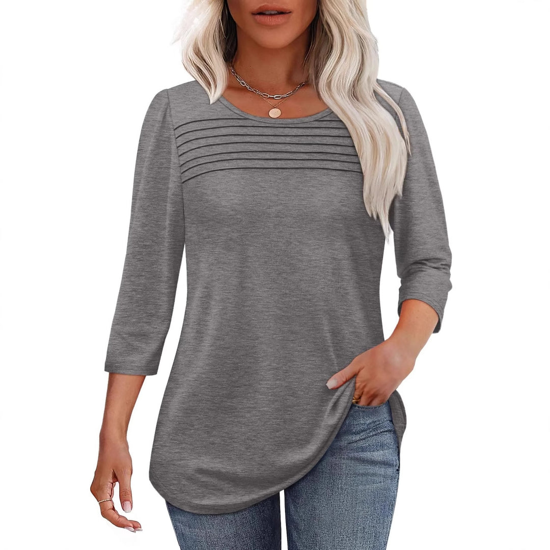 Damen weiches Langarmshirt mit dekorativen Pinnen Heidi-Mode