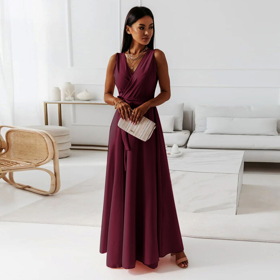 Damen Elegantes Wickelkleid mit verlängertem Saum Heidi-Mode