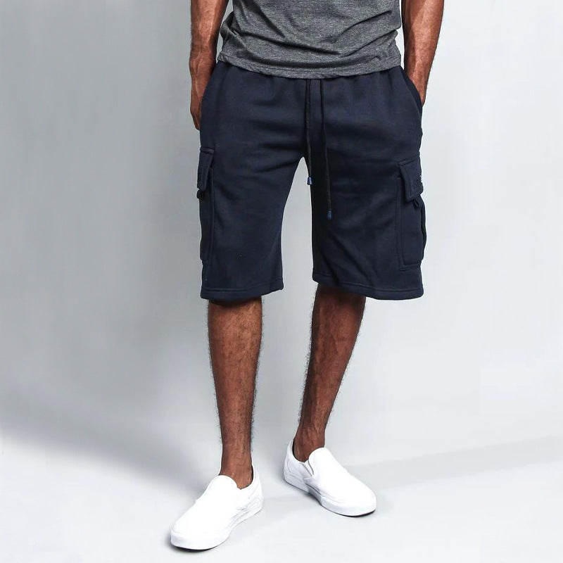 Herren Cargo-Shorts aus atmungsaktivem Sweatstoff mit verstellbarem Kordelzug und praktischen Taschen Heidi-Mode