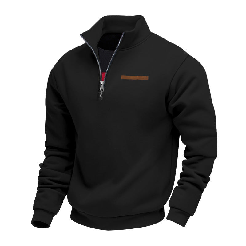 Herren Hochwertiger Fleece-Pullover mit halbem Reißverschluss Heidi-Mode