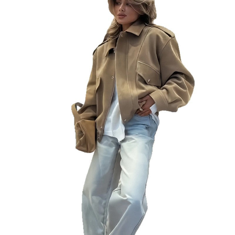 Damen Oversize Jacke mit funktionalen Taschen und weichem Futter Heidi-Mode