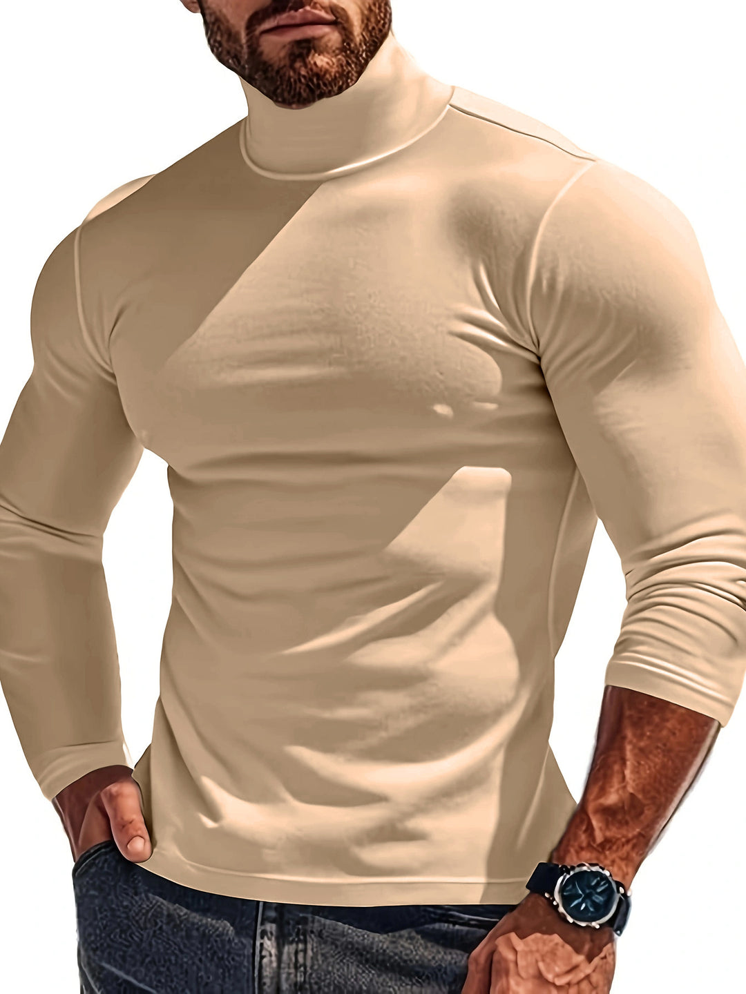 Herren Langärmliges Turtleneck Shirt mit atmungsaktivem Material Heidi-Mode