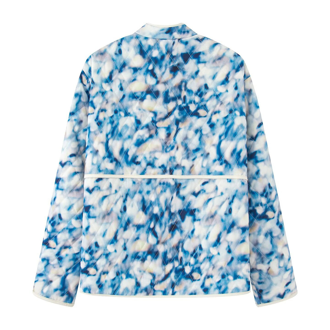 Damen außergewöhnliche Steppjacke mit floralen Mustern und praktischen Taschen Heidi-Mode