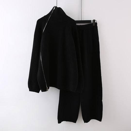 Damen Strickensemble mit Rollkragen und Reißverschluss Heidi-Mode