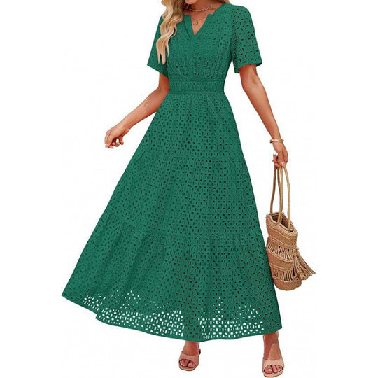 Damen Maxikleid mit gehäkeltem Muster Heidi-Mode