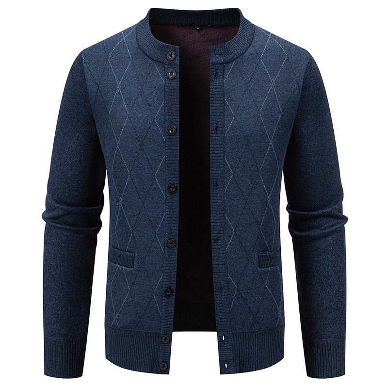 Herren Strickjacke mit modernem Rautenmuster Heidi-Mode