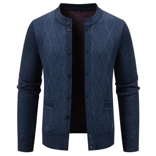 Herren Strickjacke mit modernem Rautenmuster Heidi-Mode