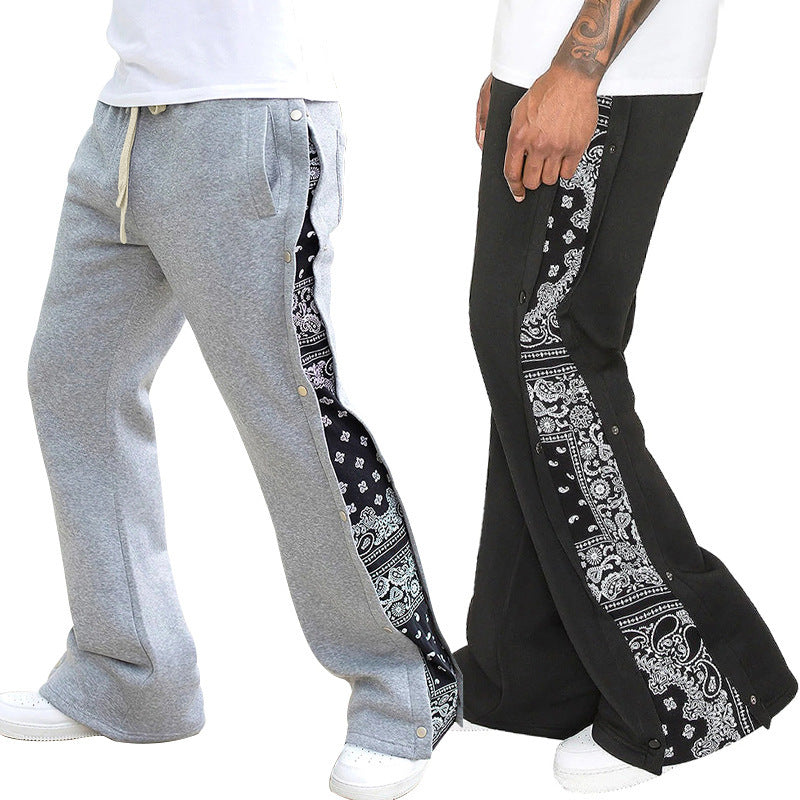 Herren Lässige Freizeit-Hose mit modischen Druckknöpfen und seitlichem Design Heidi-Mode