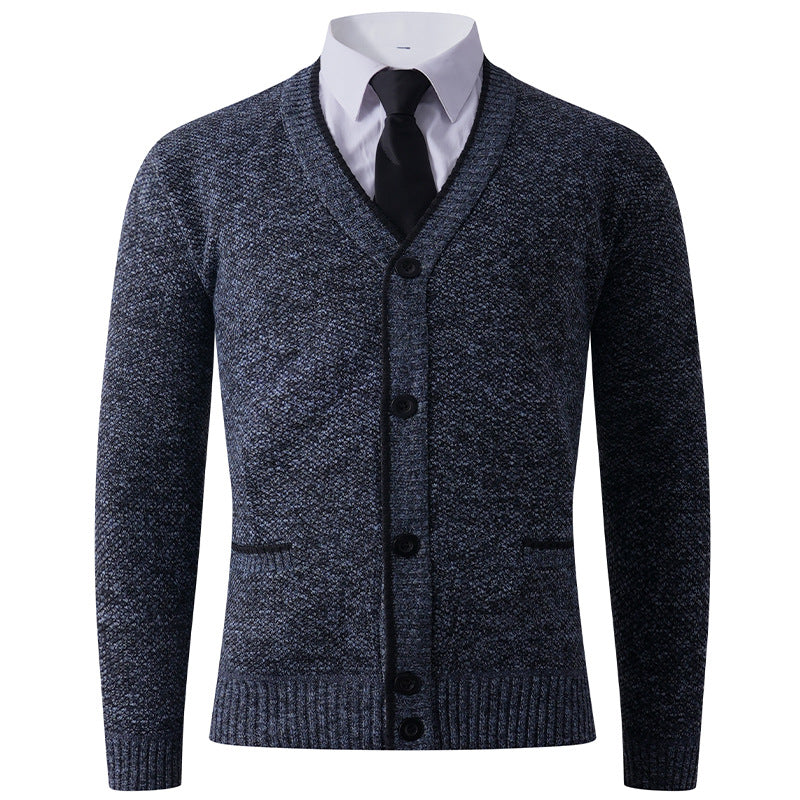 Herren Strickjacke mit V-Ausschnitt und klassischem Design Heidi-Mode