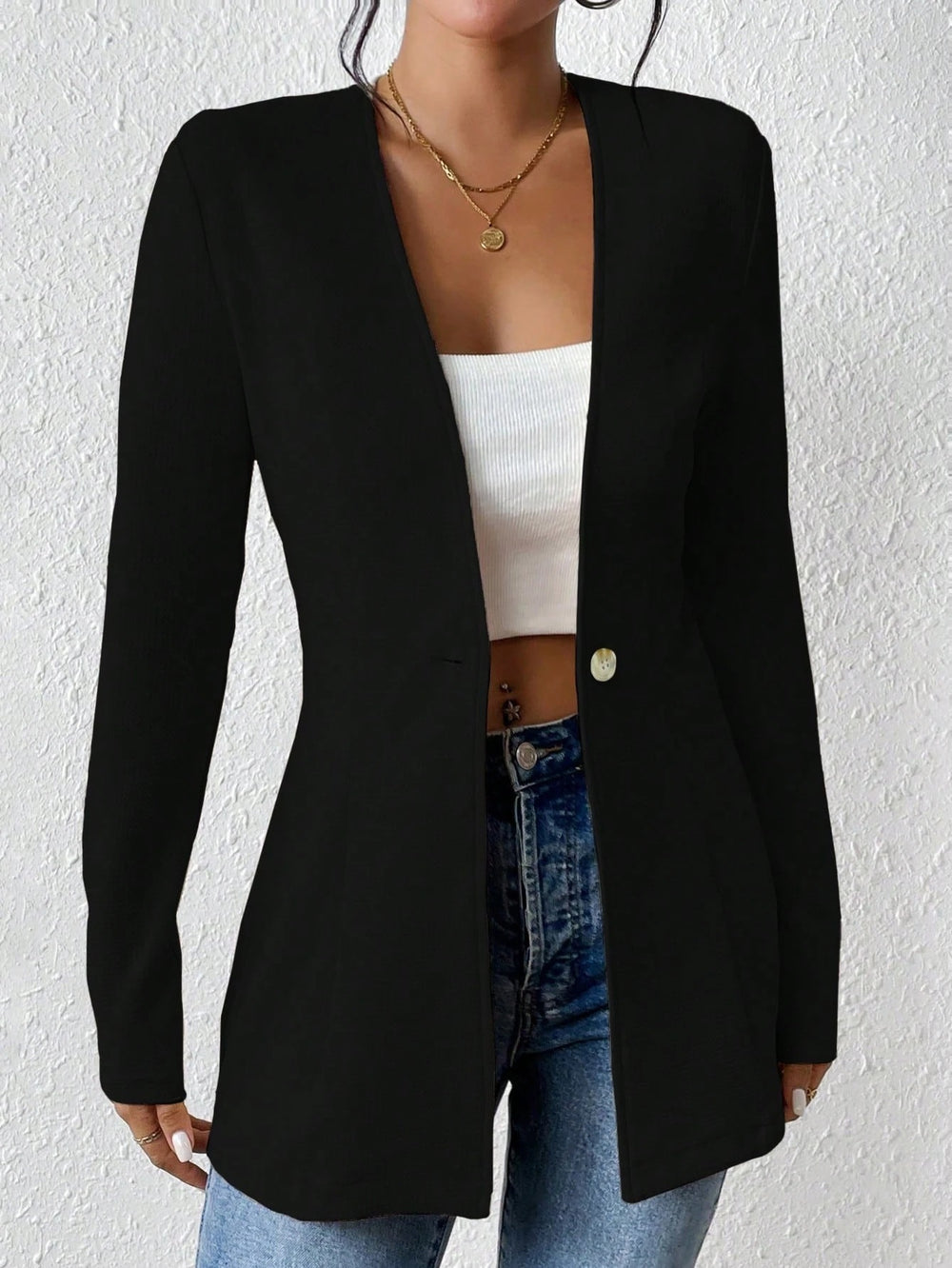 Damen elegante Blazerjacke mit asymmetrischem Schnitt Heidi-Mode