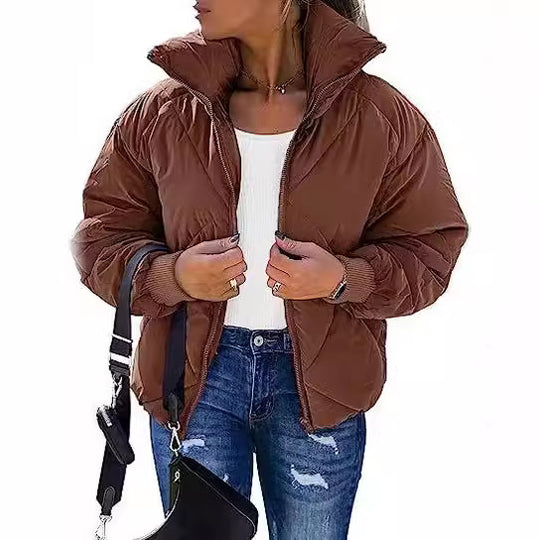 Damen Wärmeisolierte Steppjacke mit hohem Kragen und elastischen Bündchen Heidi-Mode