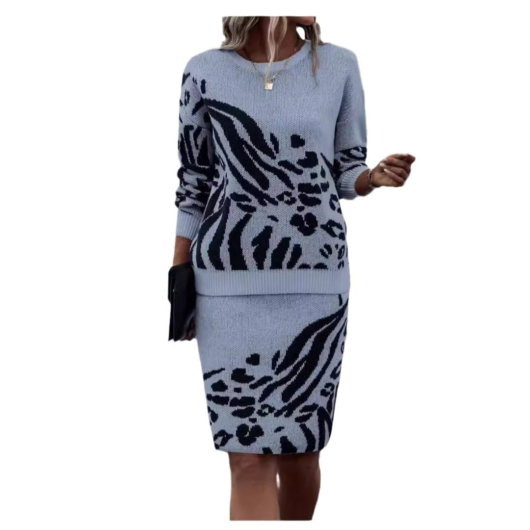 Damen Strickkleid im Leopardenmuster Heidi-Mode