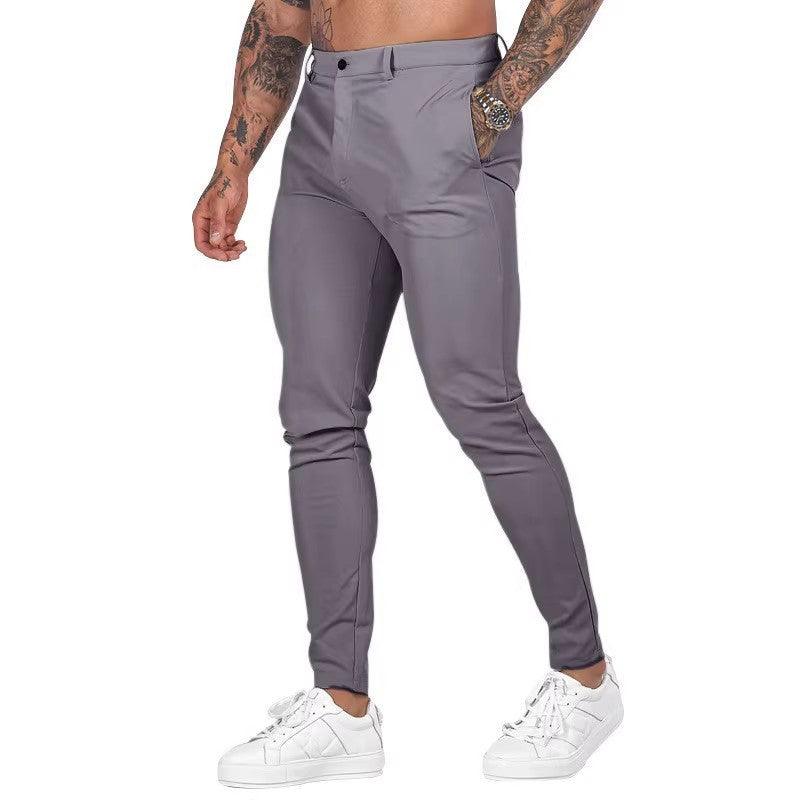 Herren elegante Slim-Fit Chinohose mit elastischem Bund und praktischen Taschen Heidi-Mode