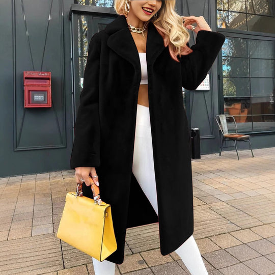 Damen Modische und kuschelige Lange Jacke aus hochwertigem Fleece Heidi-Mode