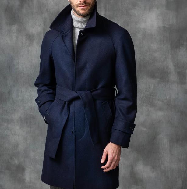 Herren eleganter und taillierter Trenchcoat aus hochwertiger Wolle Heidi-Mode