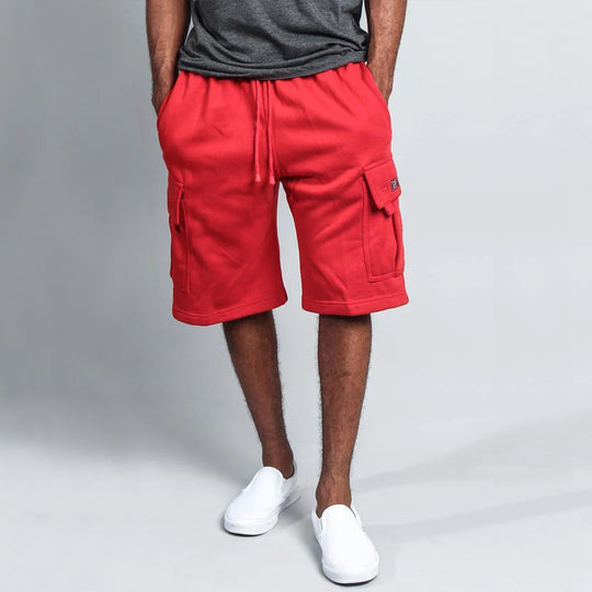 Herren Cargo-Shorts aus atmungsaktivem Sweatstoff mit verstellbarem Kordelzug und praktischen Taschen Heidi-Mode