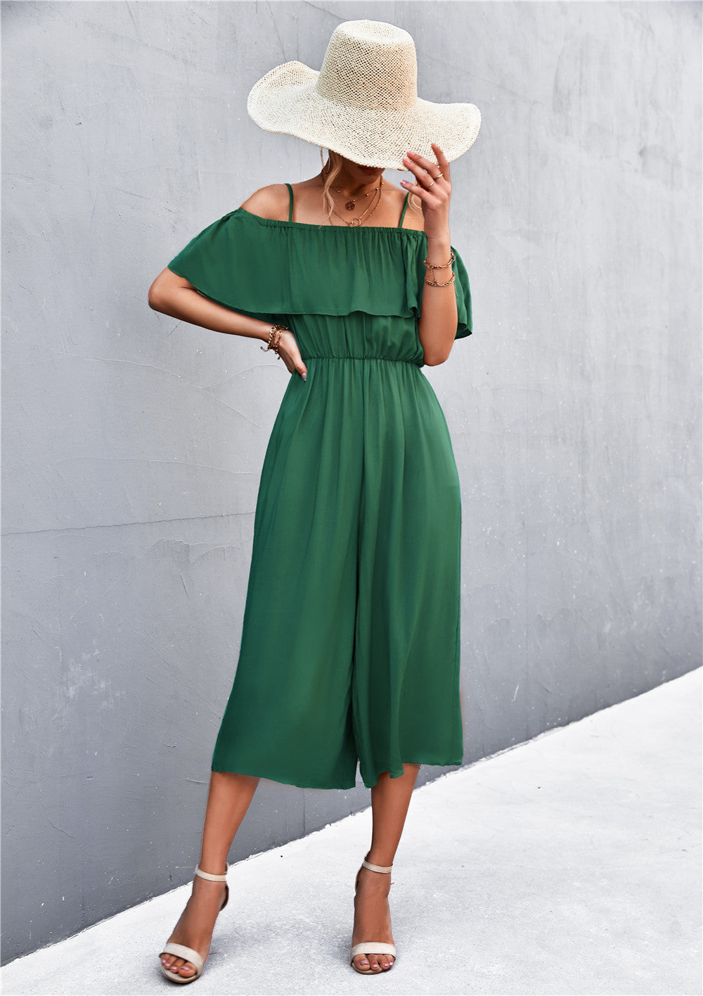 Damen eleganter Jumpsuit mit Off-Shoulder Design und lässigem Schnitt Heidi-Mode